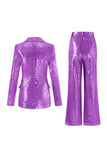 Sparkly Golden Notched Lapel 2 Piece Women Suits