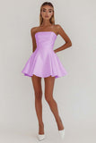 Simple White A-Line Strapless Little White Graduation Dress