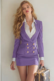 Navy Double Breasted 2 Piece Pencil Short Business Suits