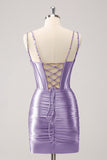Red Spaghetti Straps Bodycon Homecoming Dress with Sequins