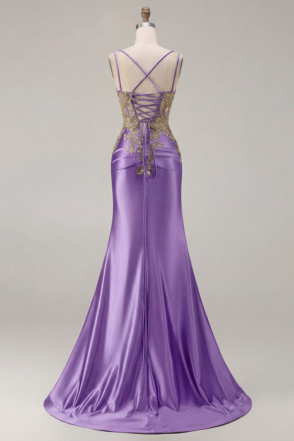Sparkly Black Beaded Floral Satin Appliqued Long Corset Prom Dress with Slit