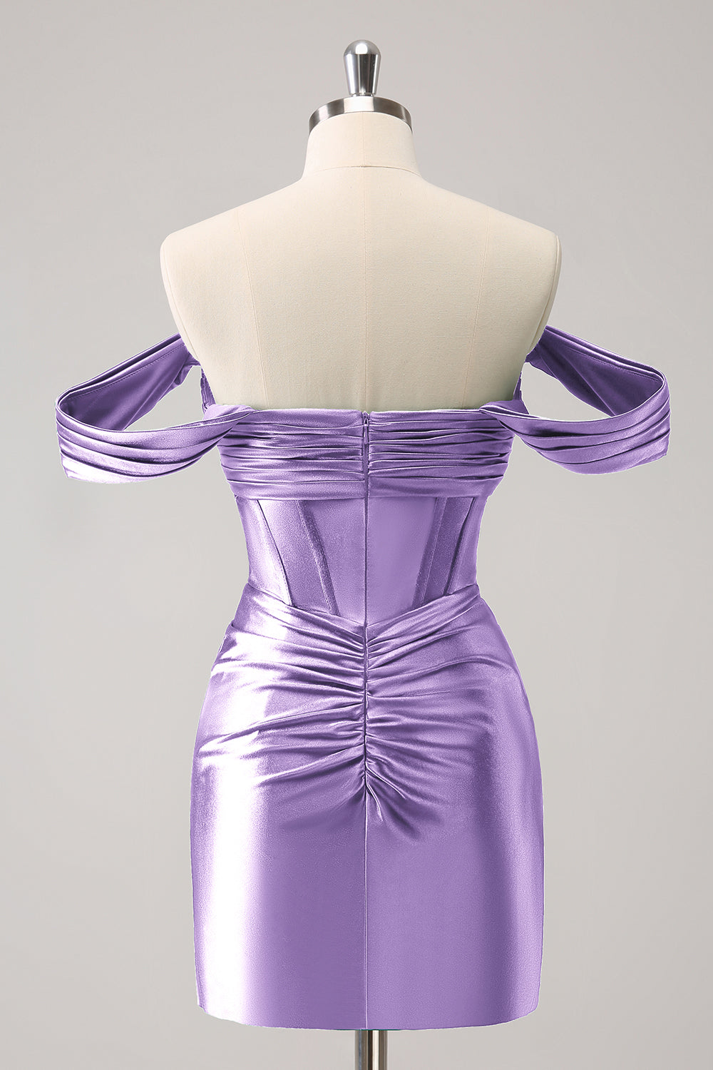 Fuchsia Tight Off the Shoulder Corset Satin Homecoming Dress