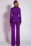 Notched Lapel Burgundy 2 Piece Business Suits with Sash