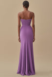 Elegant Black Sheath Chiffon Strapless Long Formal Dress with Slit