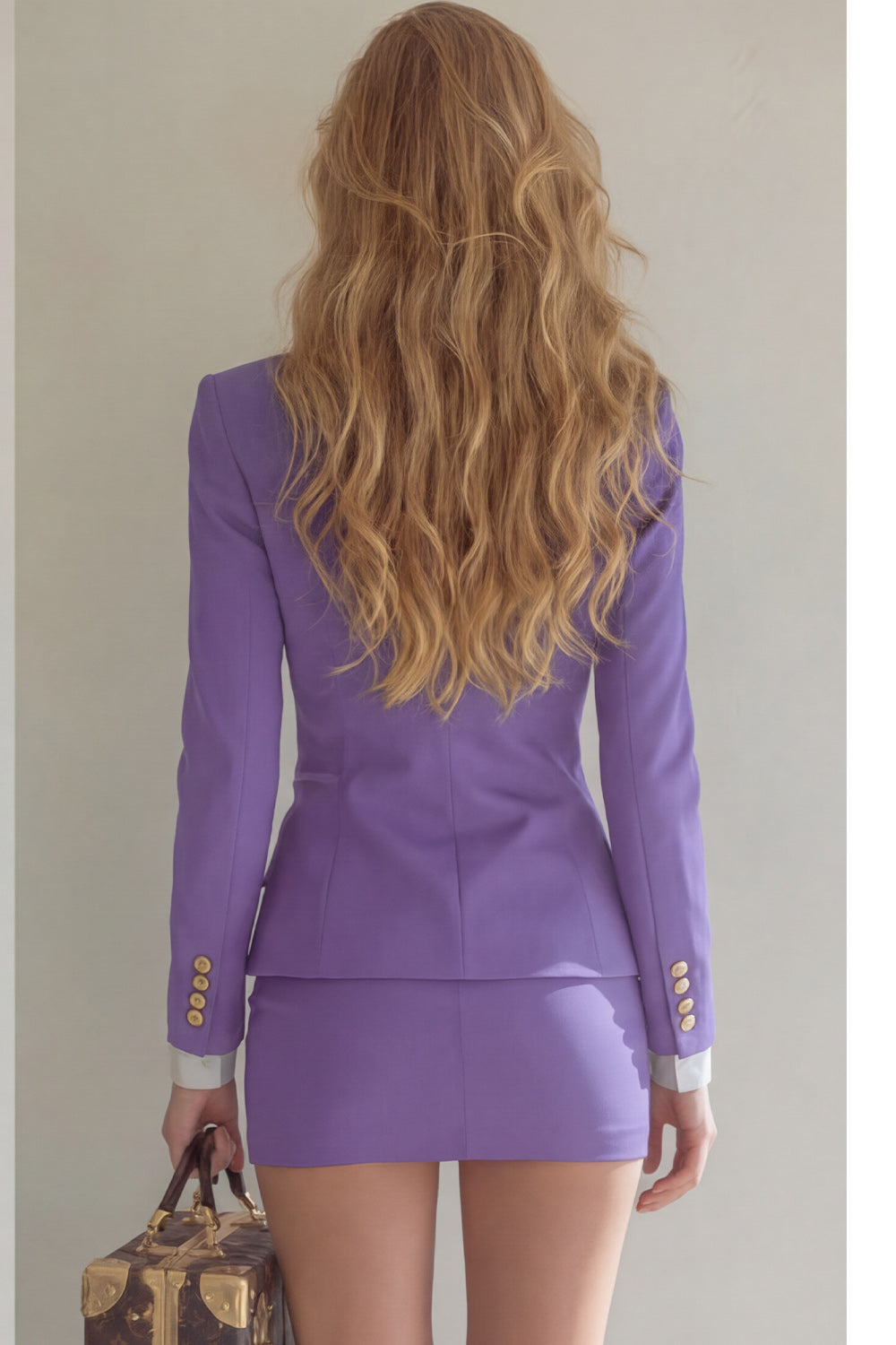 Navy Double Breasted 2 Piece Pencil Short Business Suits