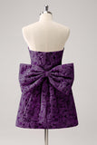 Sage Green Floral Strapless A Line Short Homecoming Dress with Bow