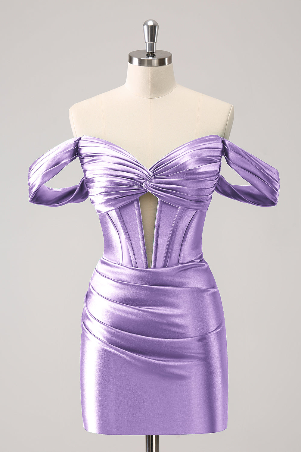 Fuchsia Tight Off the Shoulder Corset Satin Homecoming Dress