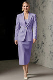 Ivory 2 Piece Pencil Satin Peak Lapel Midi Business Suits