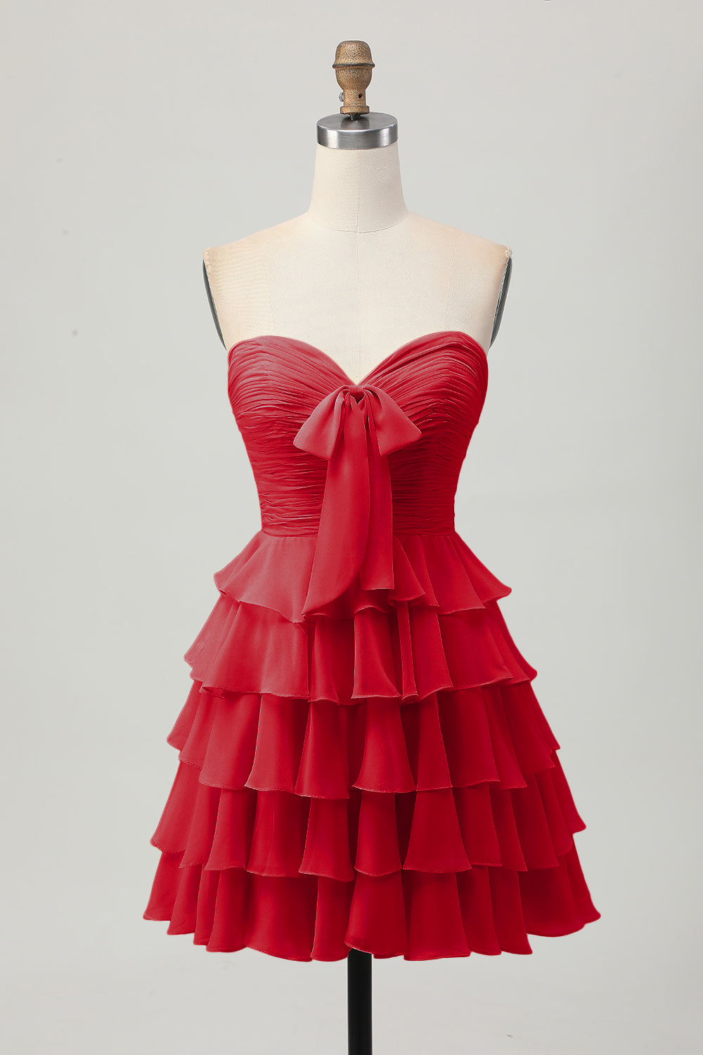 Light Yellow Sweetheart Ruched Ruffled Short Homecoming Dress with Bow
