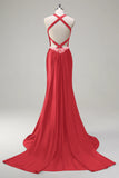 Dusty Blue Sweetheart Mermaid Corset Satin Long Prom Dress