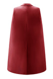 White Satin Peak Lapel Cape Short Work Blazer Dress with Belts