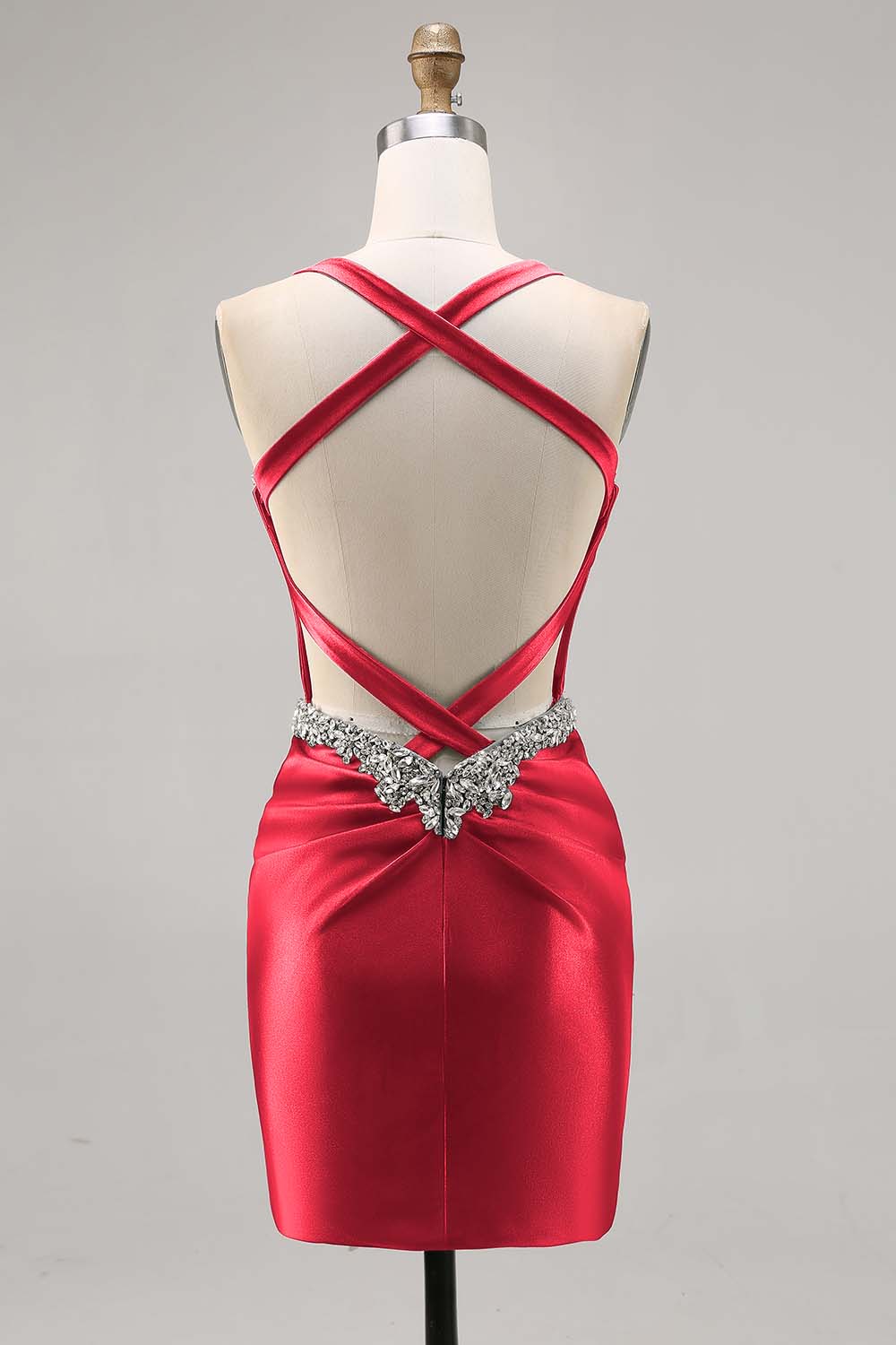 Sparkly Dark Green Corset Tight Satin Short Homecoming Dress with Beading