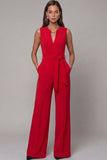 Navy Satin Slim Fit Work Jumpsuits with Pockets