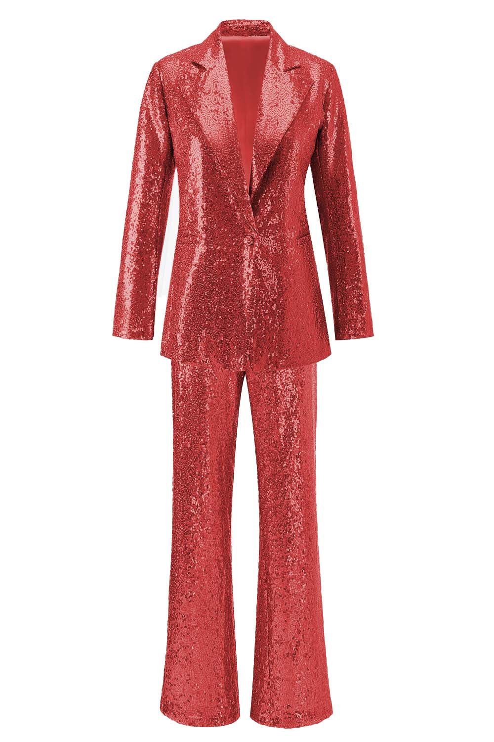 Sparkly Silver Notched Lapel 2 Piece Sequin Women Prom Suits