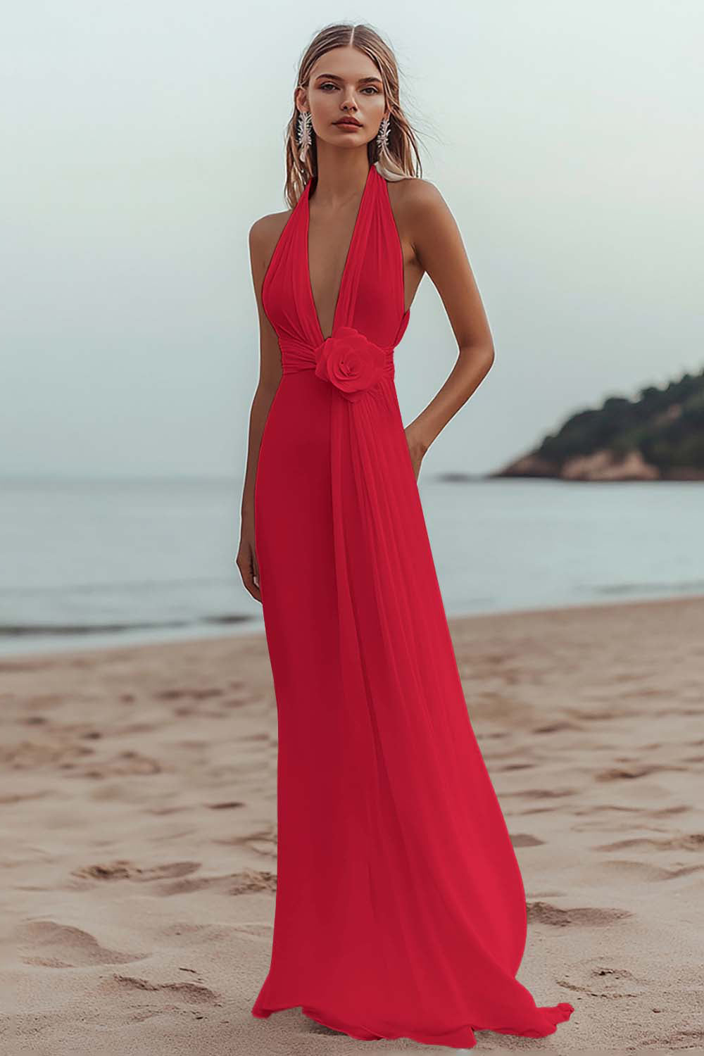 ZAPAKASA Women White Chiffon A Line Long Rehearsal Dinner Dress Deep V-Neck Engagement Dress ZAPAKASA Women White Chiffon A Line Long Rehearsal Dinner Dress Deep V-Neck Engagement Dress