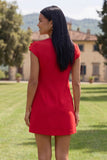 Butter Yellow Short Floral Round Neck Homecoming Dress with Sleeves