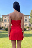 Hot Pink Short Floral Strapless Homecoming Dress