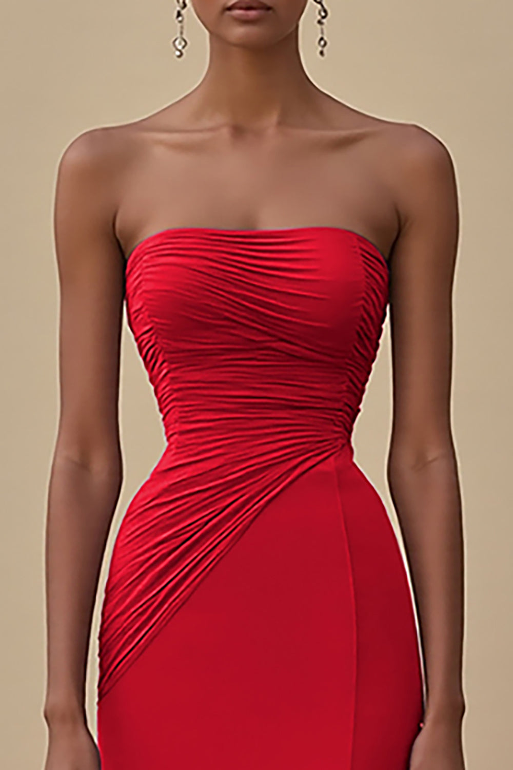 Elegant Black Sheath Chiffon Strapless Long Formal Dress with Slit