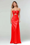 Black Sweetheart Sheath Satin Long Formal Dress