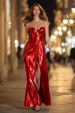 Sparkly Gold Sweetheart Metallic Long Formal Dress with Slit