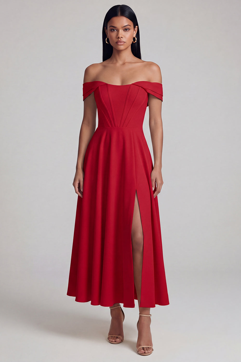 Corset Butter Yellow A Line Maxi Beach Wedding Guest Dress with Slit
