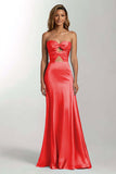 Dark Green Mermaid Sweetheart Satin Long Formal Dress