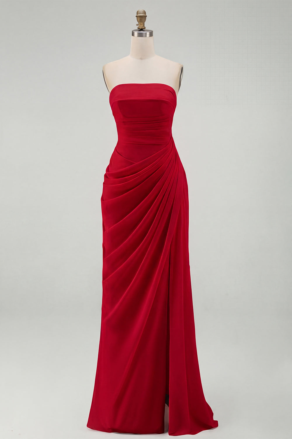 Light Pink Sheath Ruched Long Prom Dress with Slit