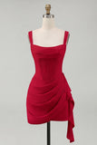 Ivory Ruched Thick Straps Short Corset Graduation Dress with Ruffles
