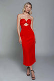 Dusty Blue Sweetheart Sheath Cut Out Satin Ankle Length Formal Dress