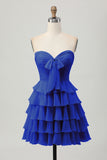 Light Yellow Sweetheart Ruched Ruffled Short Homecoming Dress with Bow