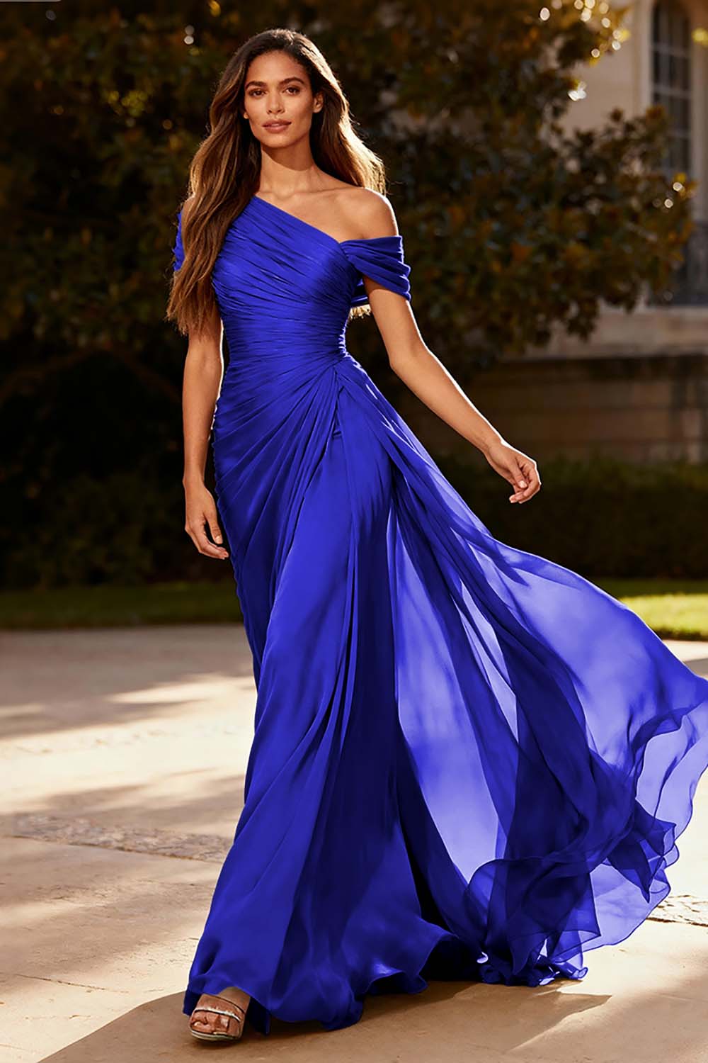 Zapakasa Women Simple Dusty Sage Chiffon Long Formal Dress with Side Cape A Line One Shoulder Ruched Evening Dress Zapakasa Women Simple Dusty Sage Chiffon Long Formal Dress with Side Cape A Line One Shoulder Ruched Evening Dress