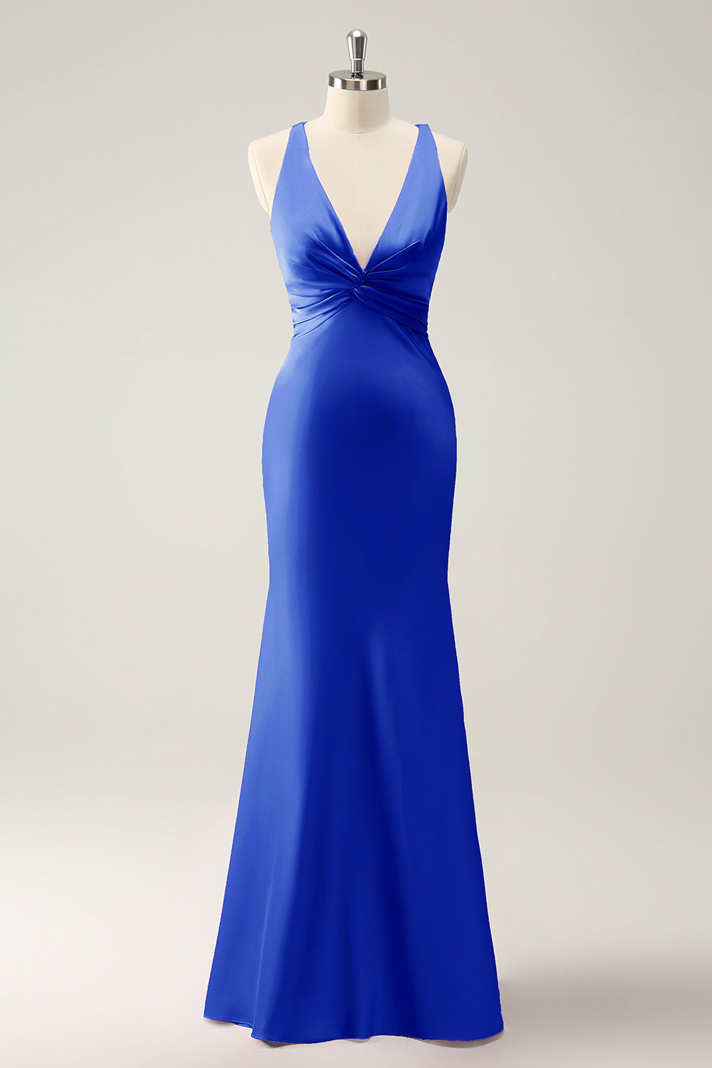ZAPAKASA Women Dusty Blue Bridesmaid Dress Mermaid Halter Satin Long Wedding Party Guest Dress ZAPAKASA Women Dusty Blue Bridesmaid Dress Mermaid Halter Satin Long Wedding Party Guest Dress