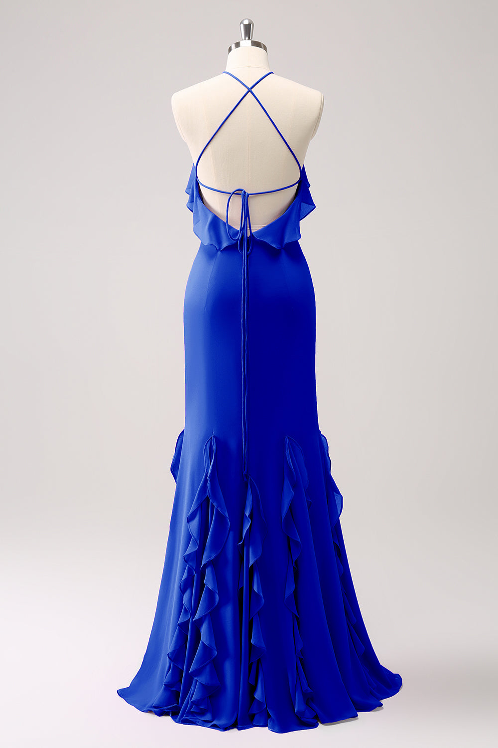 ruffle halter bridesmaid dress Emerald Oasis Satin Jacquard Ruffle Halter Neck Bridesmaid Dress