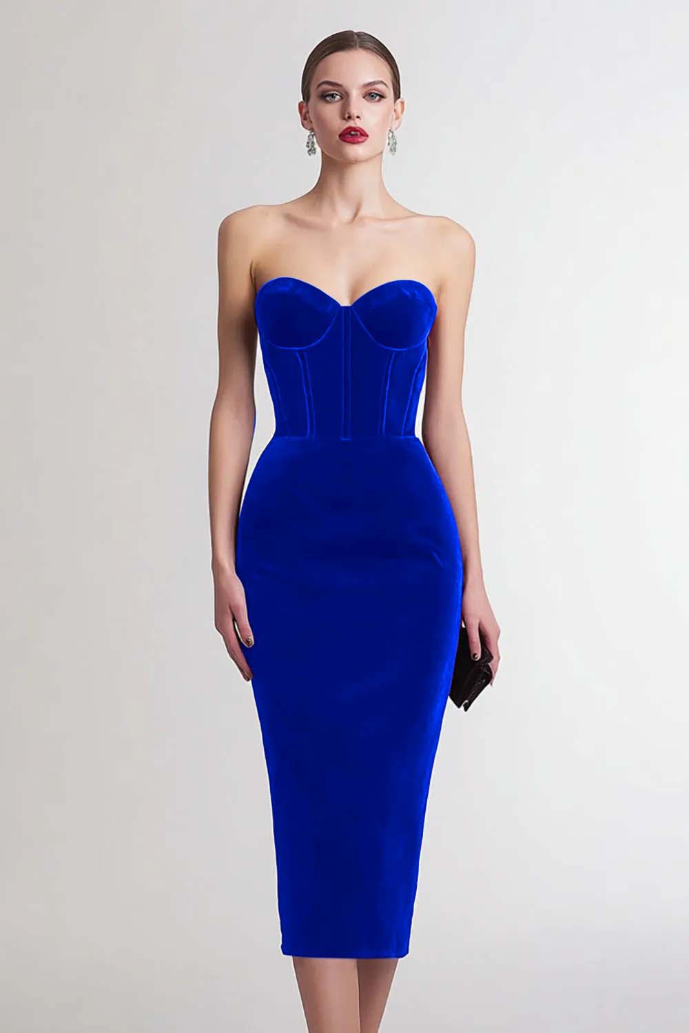 Zapakasa Women Burgundy Velvet Midi Corset Holiday Party Dress Bodycon Sweetheart Strapless Semi Formal Dress Zapakasa Women Burgundy Velvet Midi Corset Holiday Party Dress Bodycon Sweetheart Strapless Semi Formal Dress