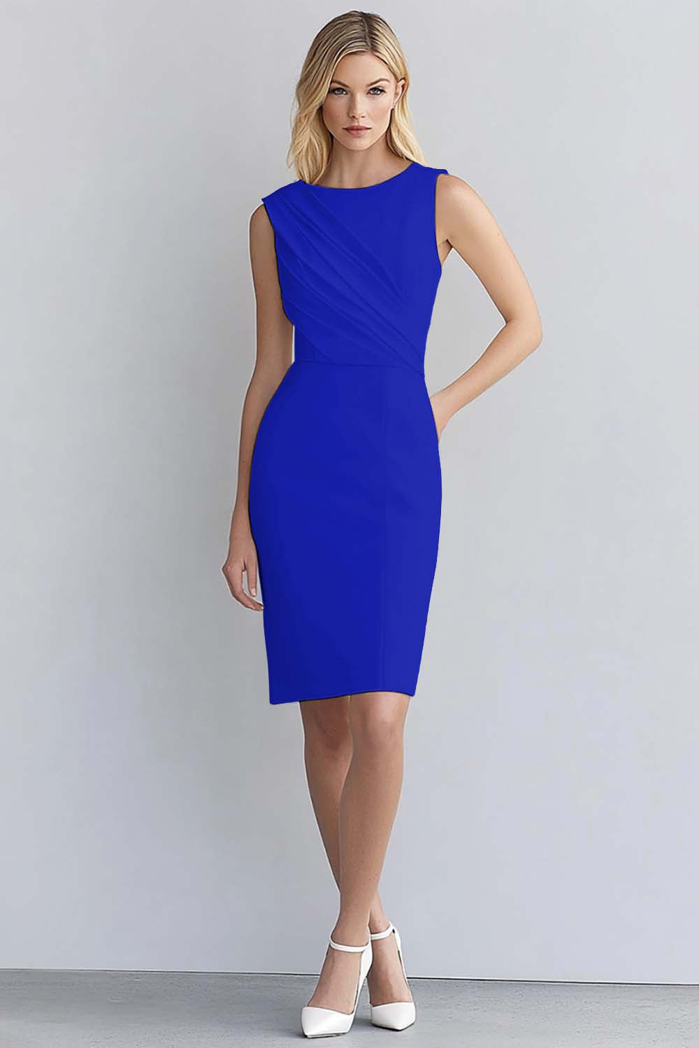 Zapakasa Women Dusty Blue Satin Short Ruched Work Dress Sleeveless Bodycon Semi Formal Dress Zapakasa Women Dusty Blue Satin Short Ruched Work Dress Sleeveless Bodycon Semi Formal Dress