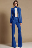 Sparkly White 2 Piece Peak Lapel Long Sleeves Prom Suits with Beading