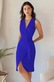 Dusty Sage Satin V-Neck Sleeveless Bodycon Short Work Blazer Dress