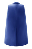 White Satin Peak Lapel Cape Short Work Blazer Dress with Belts