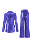 Sparkly Golden Notched Lapel 2 Piece Women Suits