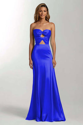 Sky Blue Mermaid Sweetheart Satin Long Formal Dress