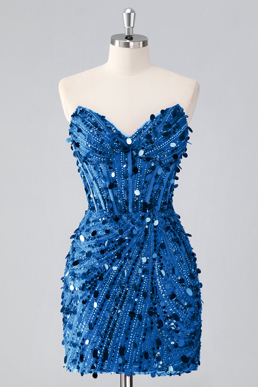 Sparkly Red Corset Sequins Strapless Short Homecoming Dress