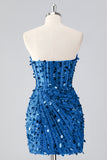 Sparkly Red Corset Sequins Strapless Short Homecoming Dress