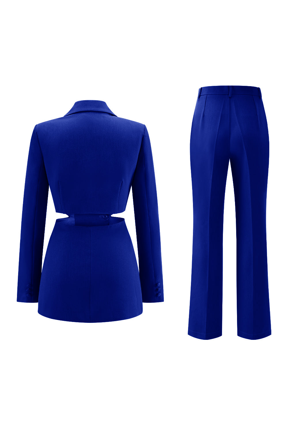 Grey Blue 2 Piece Cut Out Notched Lapel Women Prom Suits