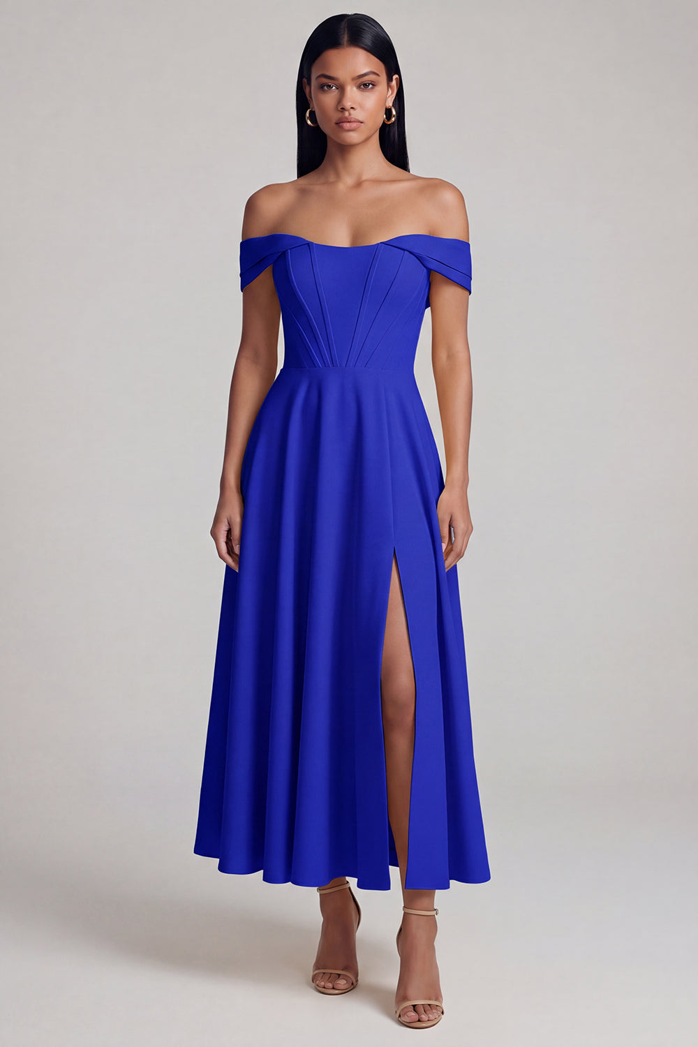 Corset Butter Yellow A Line Maxi Beach Wedding Guest Dress with Slit
