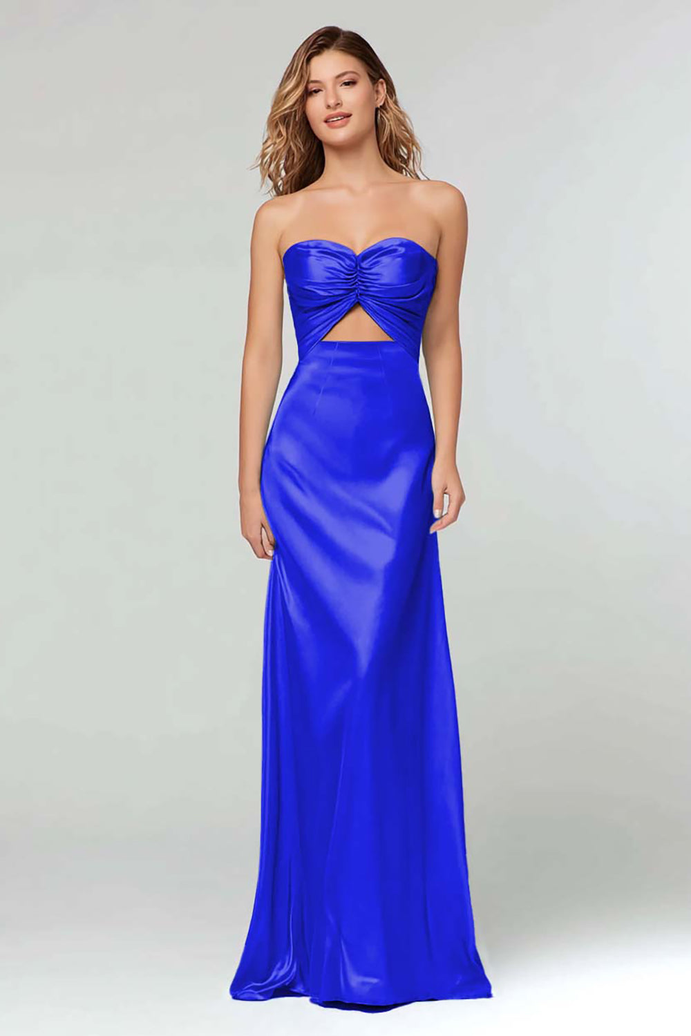 Light Blue Sweetheart Sheath Satin Long Formal Dress