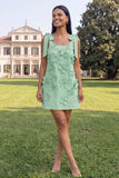 Pink Short Floral Thick Straps A Line Homecoming Dress with Bows