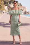 Butter Yellow Floral Maxi Beaded Sheath Wedding Guest Dress with Ruffles