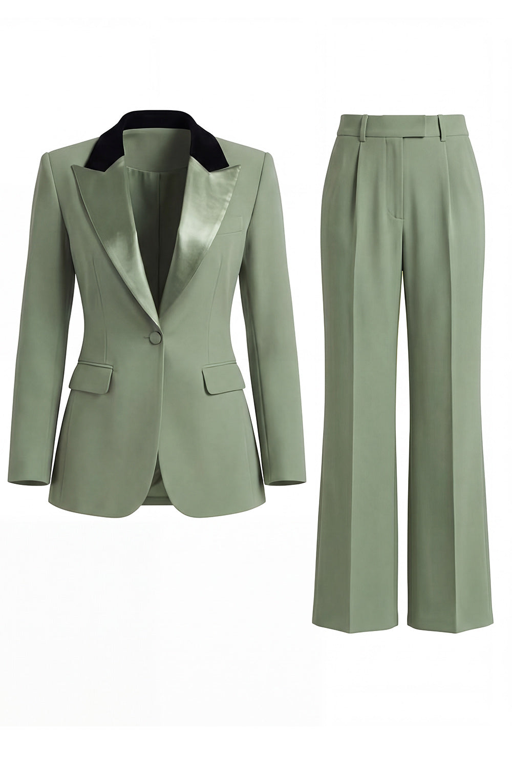 Dark Green Peak Lapel 2 Piece Slim Fit Single Breasted Prom Suits