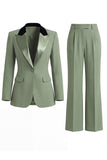Dark Green Peak Lapel 2 Piece Slim Fit Single Breasted Prom Suits