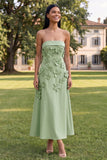 Yellow A Line Strapless Floral Maxi Wedding Guest Dress